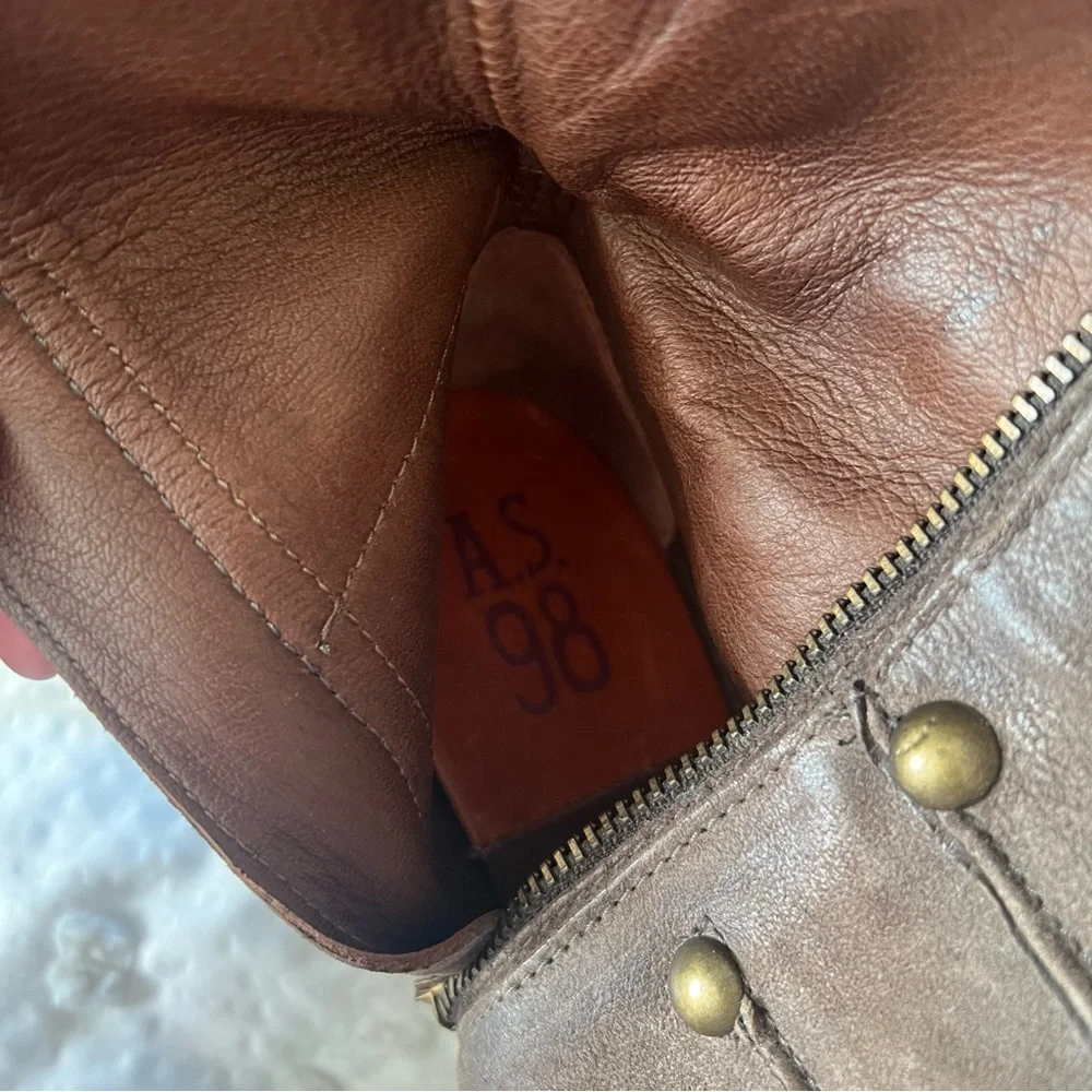 A.S.98 Military Dress Style Boots in Stone Leather Side Zip Women's 38 (US 7.5) - Picture 13 of 16